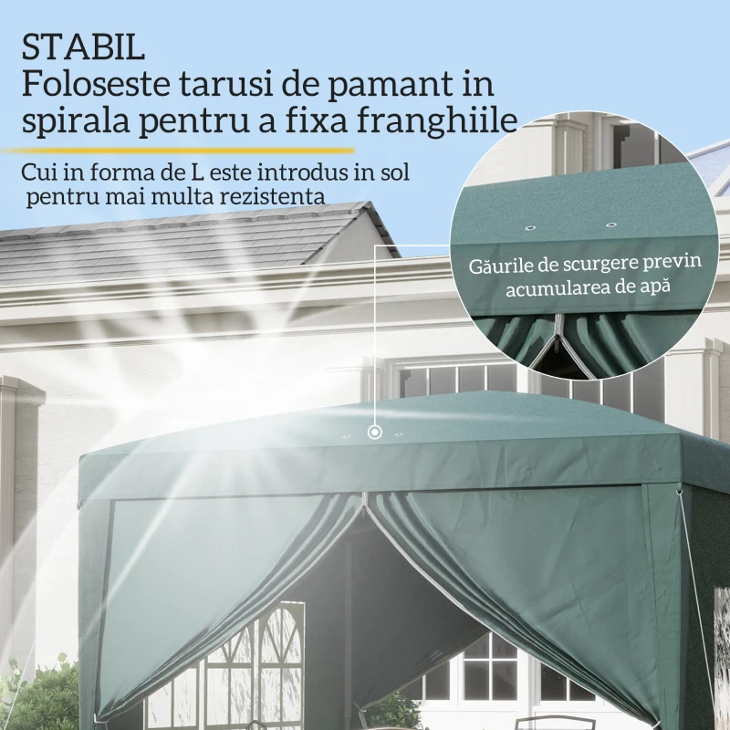 Outsunny Cort impermeabil 3x3 m pentru gradina, din Oxford, Verde
