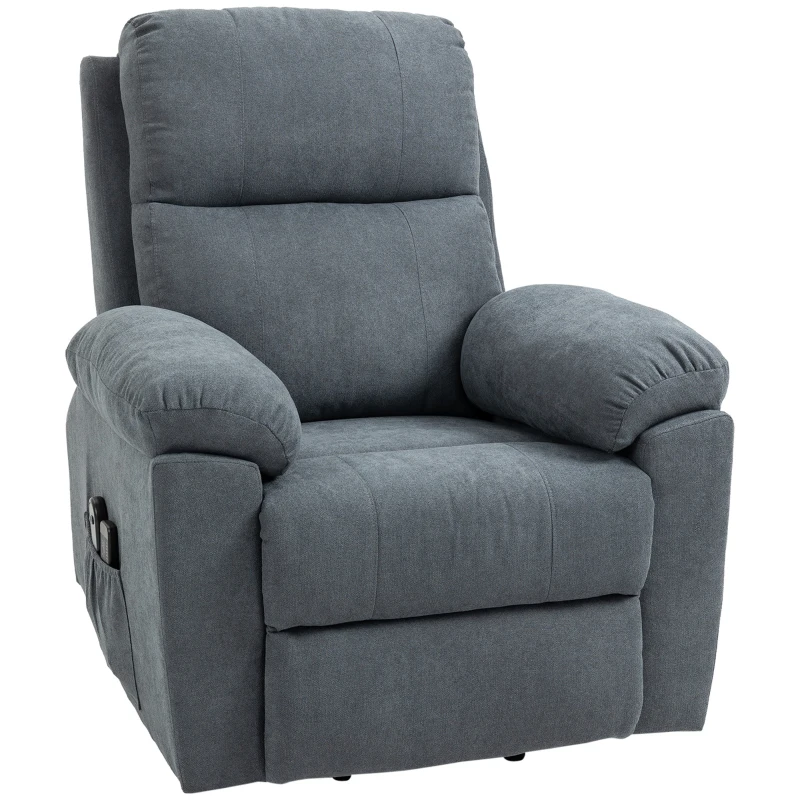 HOMCOM Poltrona Alzapersona Reclinabile fino a 135° con 8 Punti Massaggianti, Telecomando e Poggiapiedi 89x99x103 cm, Grigio