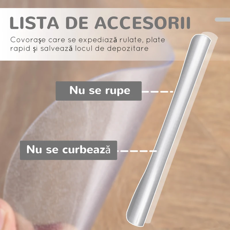 HOMCOM Covor de Protecție pentru Podea, Covoraș pentru Scaun Birou Anti-alunecare din Plastic pentru Podea, 90x120 cm, Transaprent