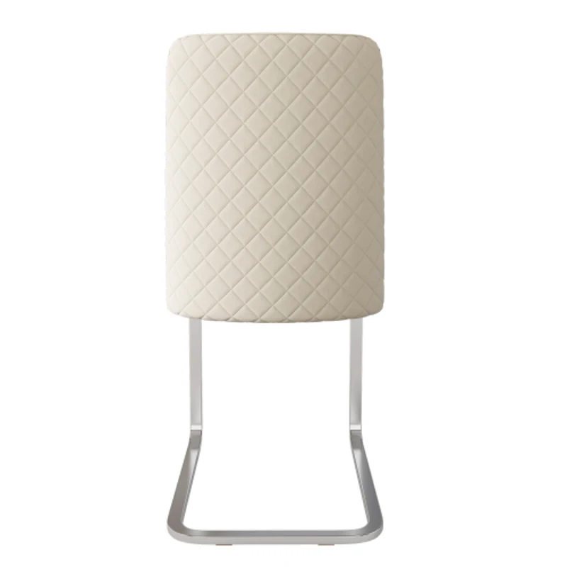 Set di 2 Sedie Imbottite in tessuto effetto velluto per Sala da Pranzo con Design Diamante sul Retro e Gambe di Supporto in Metallo, Beige
