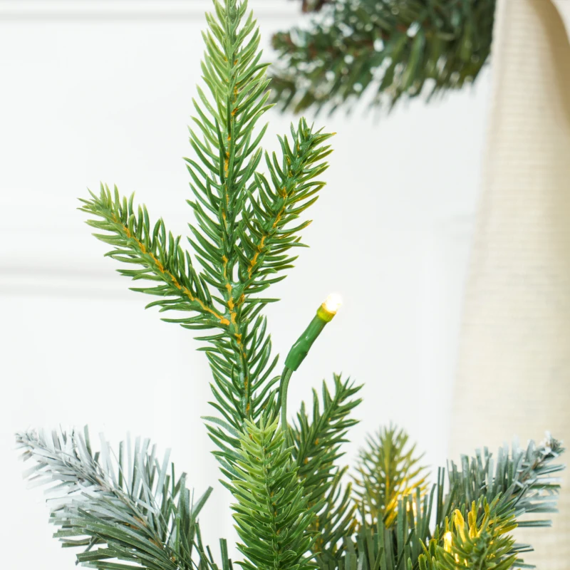 HOMCOM Set of Two 3ft Christmas Trees, with Lights, Berries and Pinecones