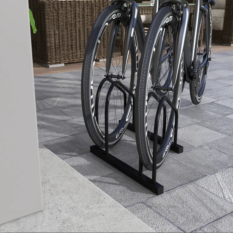 SPORTNOW Râtelier 2 vélos range-vélos support rangement vélo à pneu 61 mm dim. 50L x 34l x 27,5H cm acier noir