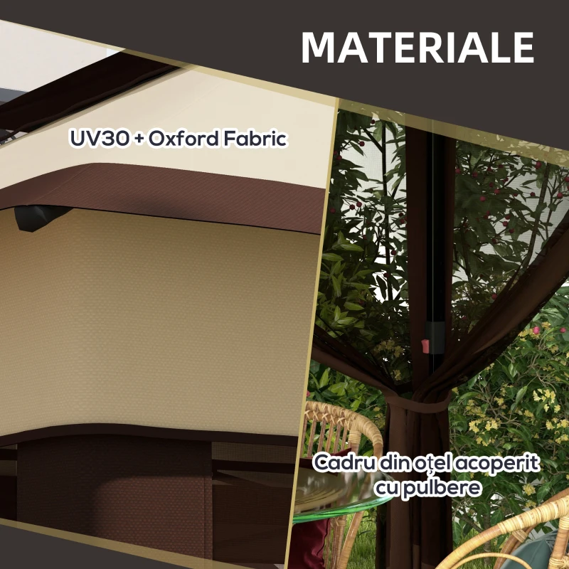 Outsunny Foisor Pop Up 3 x 3m Cu Plasa, Bej(m-7)