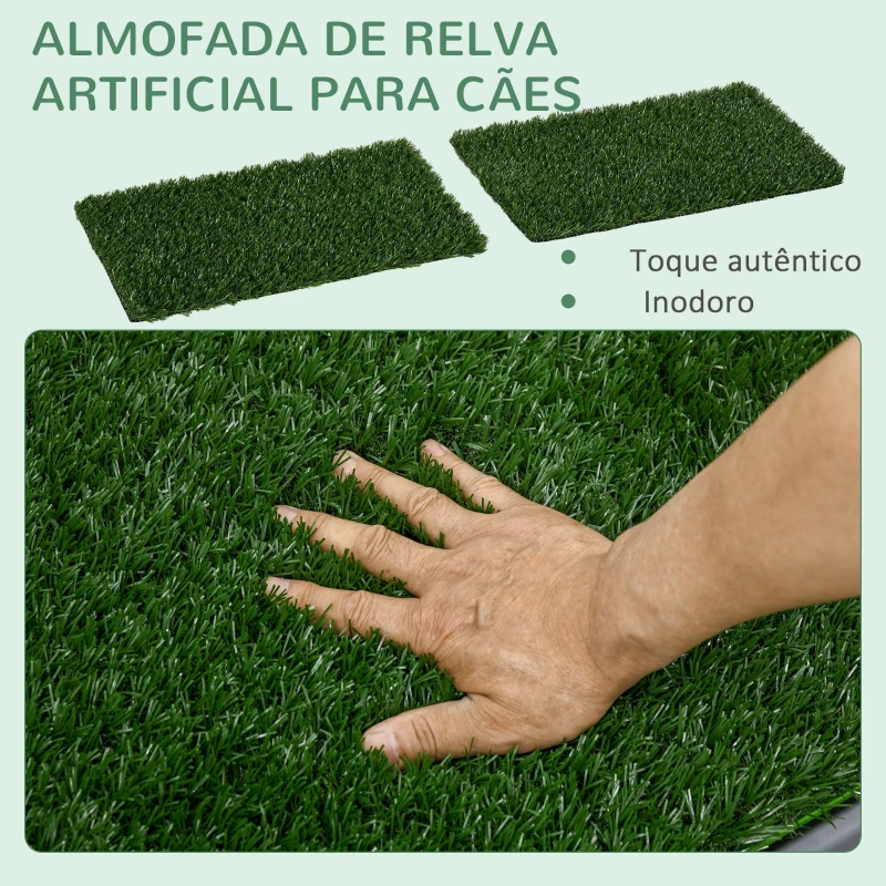 PawHut Resguardo de Treino para Cães com 2 Relvas Artificiais e Bandeja para Treino de Filhotes 67x41x3,5 cm Verde