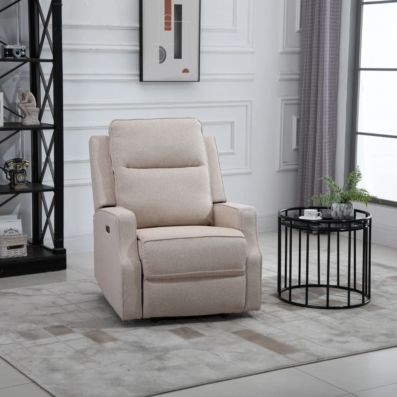 HOMCOM Fotoliu Rabatabil 150° – Electric, Port USB, Bej