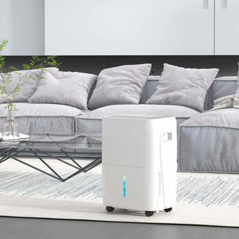 HOMCOM 30L/Day Dehumidifier with Auto-Clean Filter, Continuous Drainage, 4L Water Tank, 24H Timer, Digital Humidity Display, Dehumidifier for Home Damp, Bedroom, Condensation, Mould, Laundry Drying