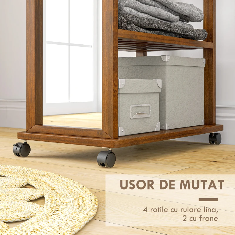 HOMCOM Oglinda De Sine Statatoare, Rulanta, Nuc