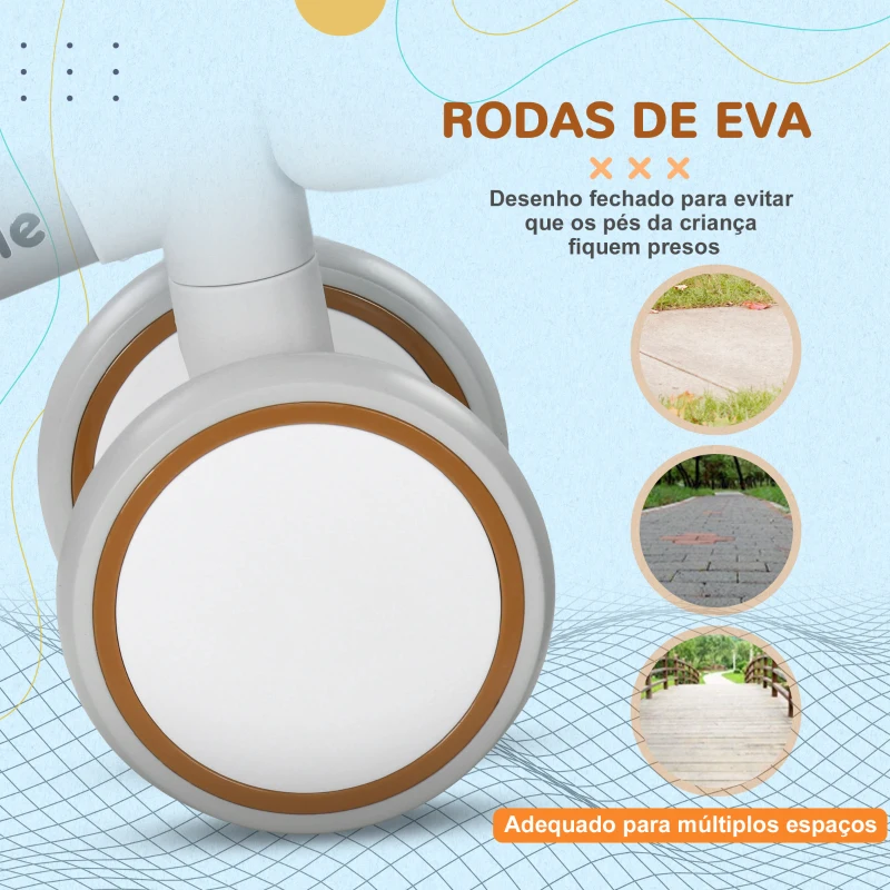 AIYAPLAY Bicicleta sem Pedais para Crianças de 12-36 Meses Bicicleta de Equilíbrio com Assento Ajustável 56x27x39 cm Marrom