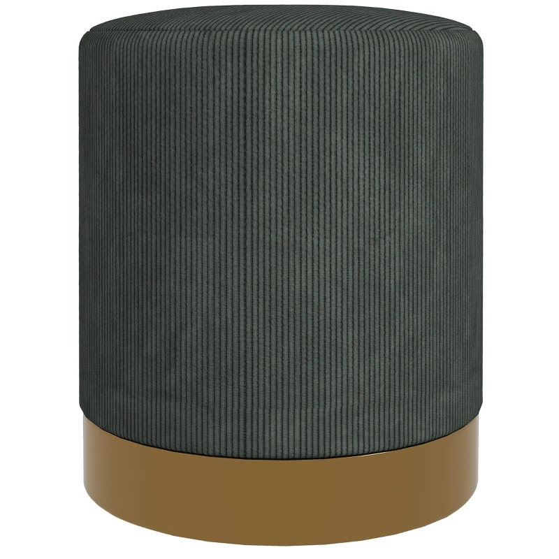 HOMCOM Soft Padded Corduroy Footstool - Dark Green