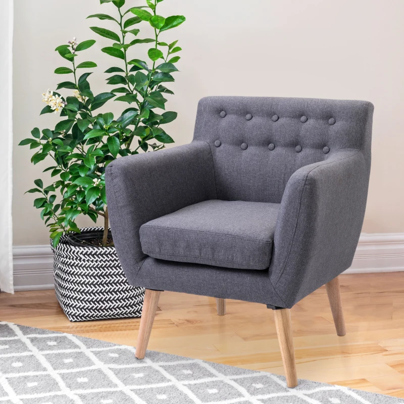 HOMCOM Scaun Fotoliu de Design Dormitor Salon Moderna Gri