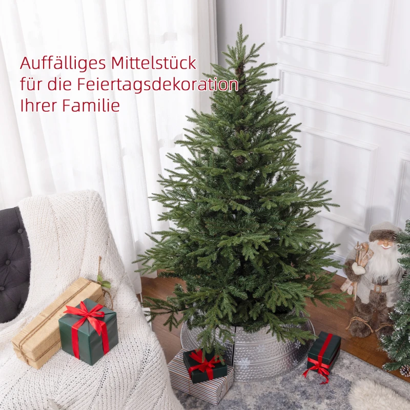 HOMCOM Kerstboom 150 cm, realistisch uiterlijk, snel op te zetten, inclusief standaard, brandveilig kunststof