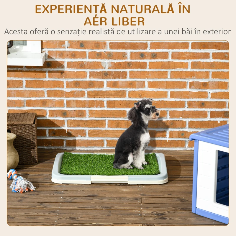 Pawhut Toaleta Portabila pentru Caini – Cu Iarba Artificiala & Tava