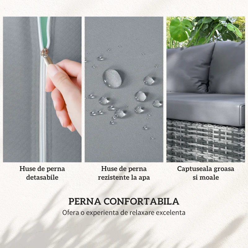 Outsunny Set de Gradina 4 Bucati cu 2 Canapele 2 Locuri, Masuta d