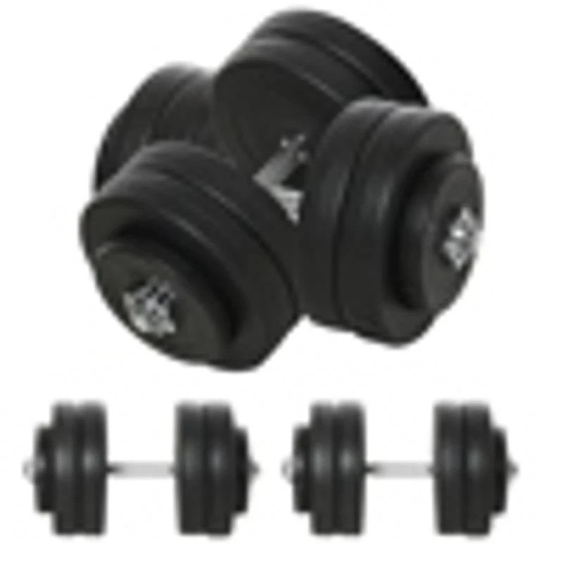 HOMCOM Set Gantere 50 kg – Reglabile cu 12 Discuri Cauciucate