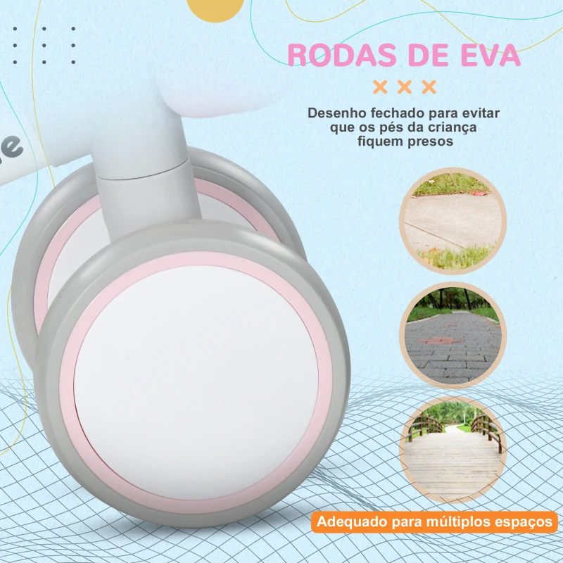 AIYAPLAY Bicicleta sem Pedais para Crianças de 12-36 Meses Bicicleta de Equilíbrio com Assento Ajustável 56x27x39 cm Rosa