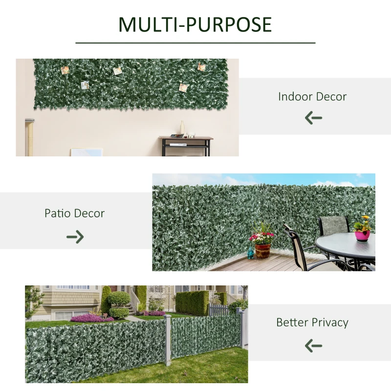 Outsunny Gard Artificial în Rolă pentru Balcon și Grădină din PE anti-UV, Gard Viu Fals cu Frunze, 300x150 cm, Verde(m-5)