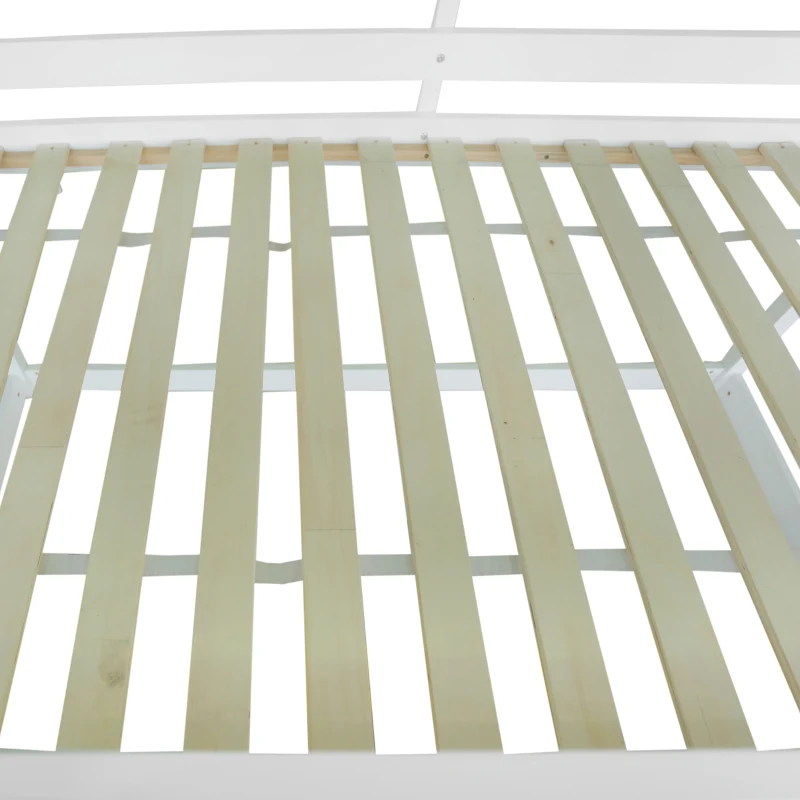 Triple Bunk Bed with Ladder, Solid Pine Wood Frame, Space-Saving Design, 195x96.5x191.5 cm, White