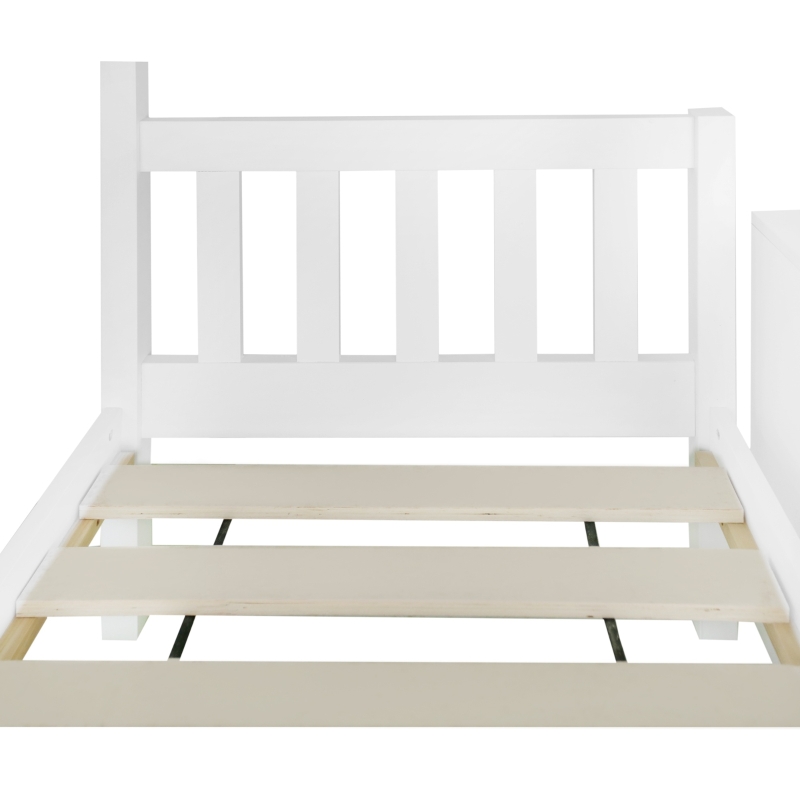 Triple Bunk Beds with Side Ladder, Safety Rails, Pine Frame, 205x146.5x165 cm, White
