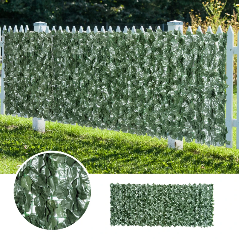 Outsunny Gard Artificial în Rolă pentru Balcon și Grădină din PE anti-UV, Gard Viu Fals cu Frunze, 300x150 cm, Verde(m-7)