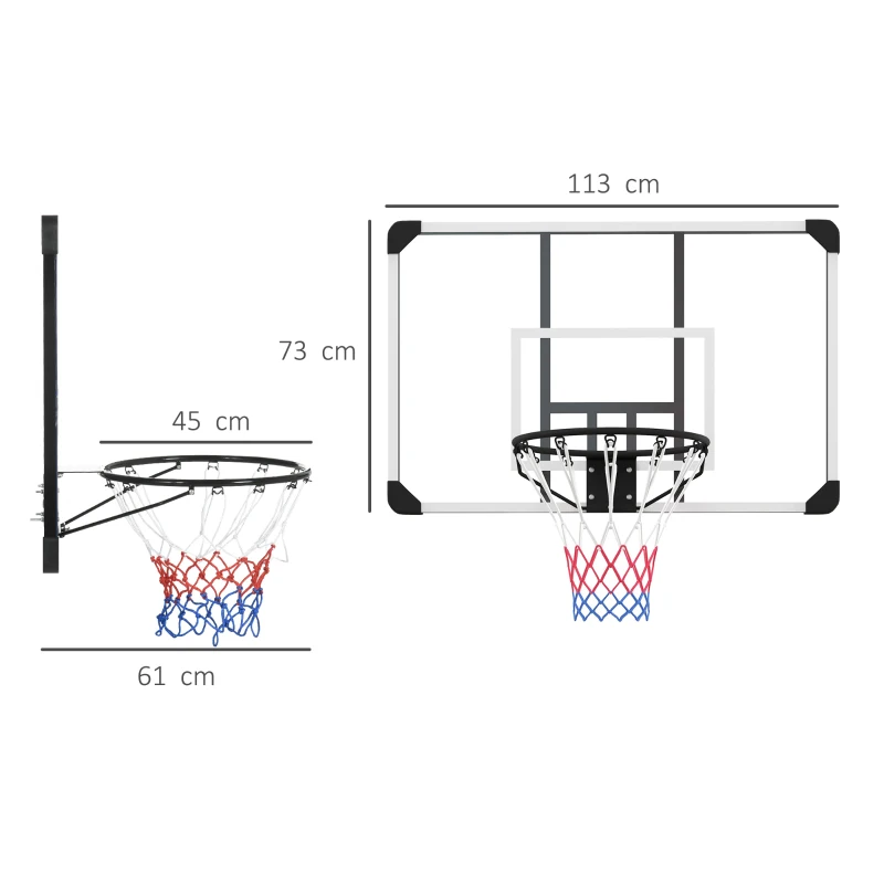 SPORTNOW Basketbalring, Onbreekbare Achterwand, In Hoogte Verstelbaar, Indoor & Outdoor, Stalen Frame, Zwart