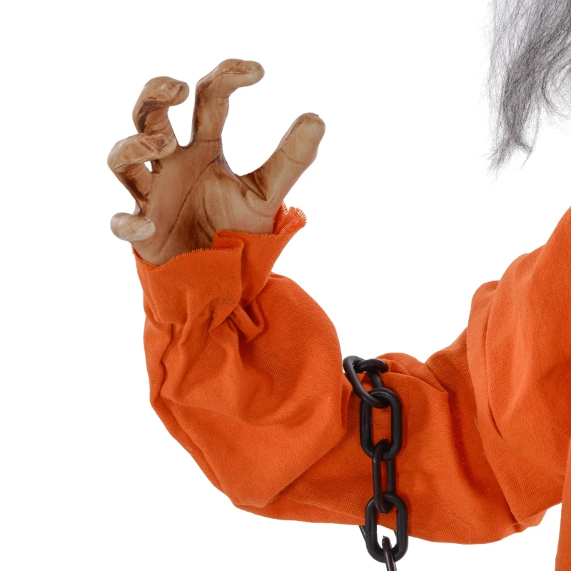 HOMCOM Duch Więźnia, Dekoracja na Halloween, Straszne Dźwięki, Czerwone Oczy, Ruchome, Pomarańczowy