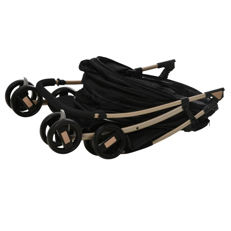 PawHut 2-in-1 Hundewagen und Transportkorb bis 10 kg Klappbar Netzfenster Bodenkorb 82 cm x 49,5 cm x 98 cm Schwarz