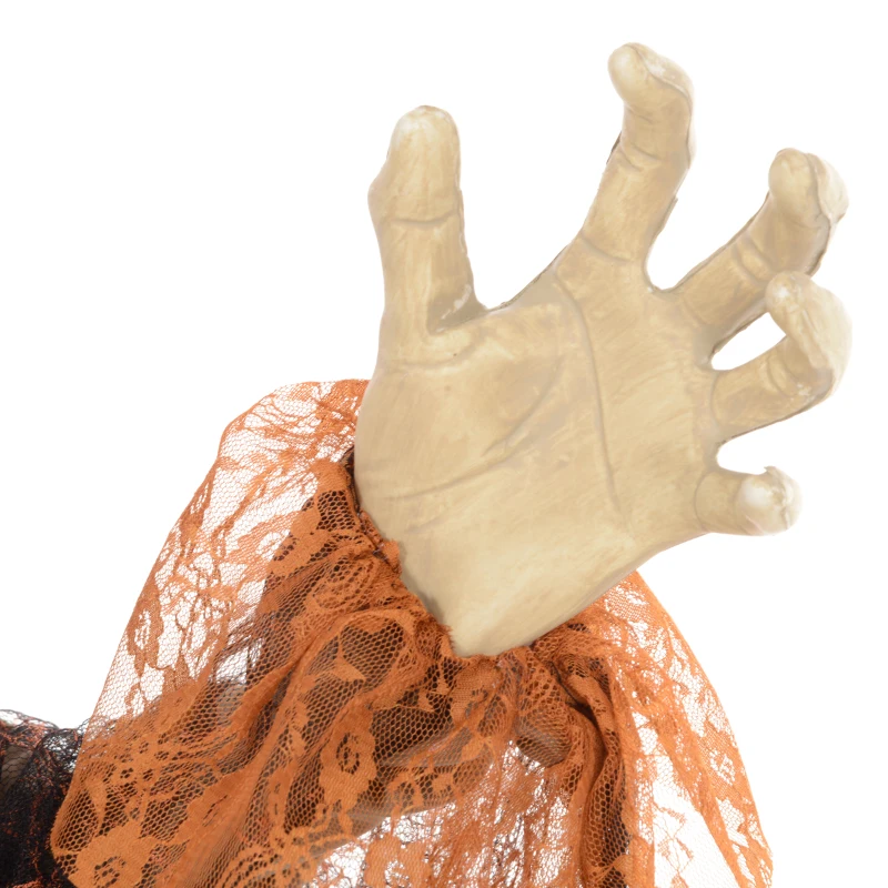 HOMCOM Heks met Toverdrank, Halloween Decor, Griezelige Geluiden, Rode Ogen, Beweegbaar, 183 cm(m-8)