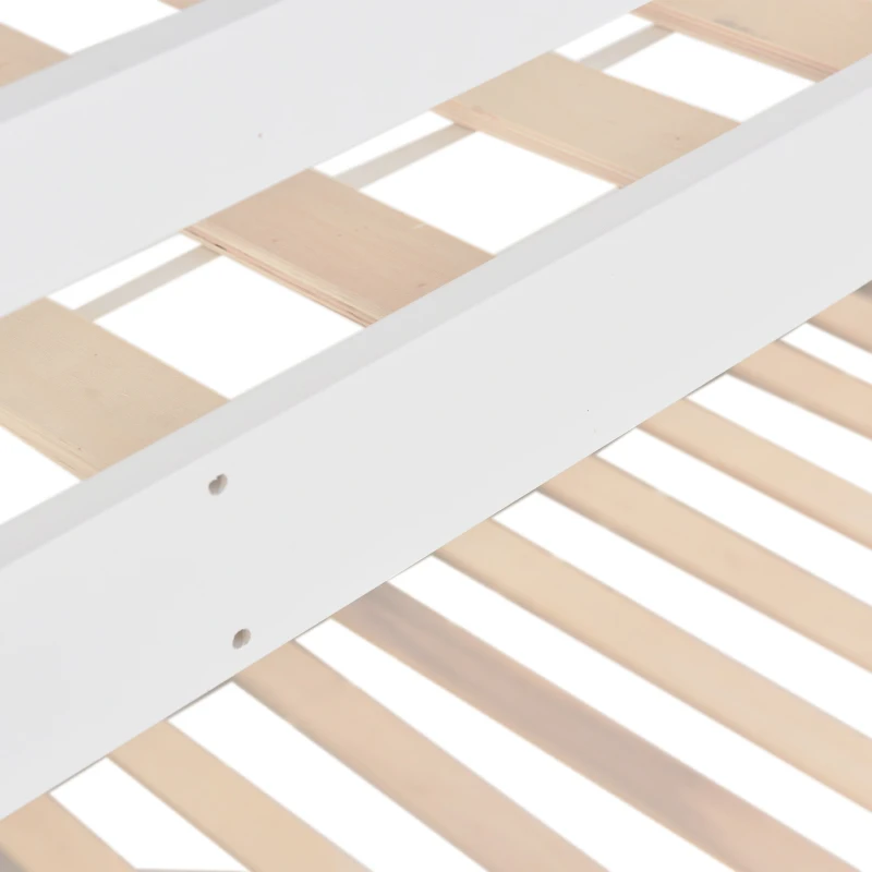 Bunk Bed with Stairs and Slide, Solid Pine Wood Frame, Kids Storage Bed with 2 Drawers, 233x223x125 cm, White