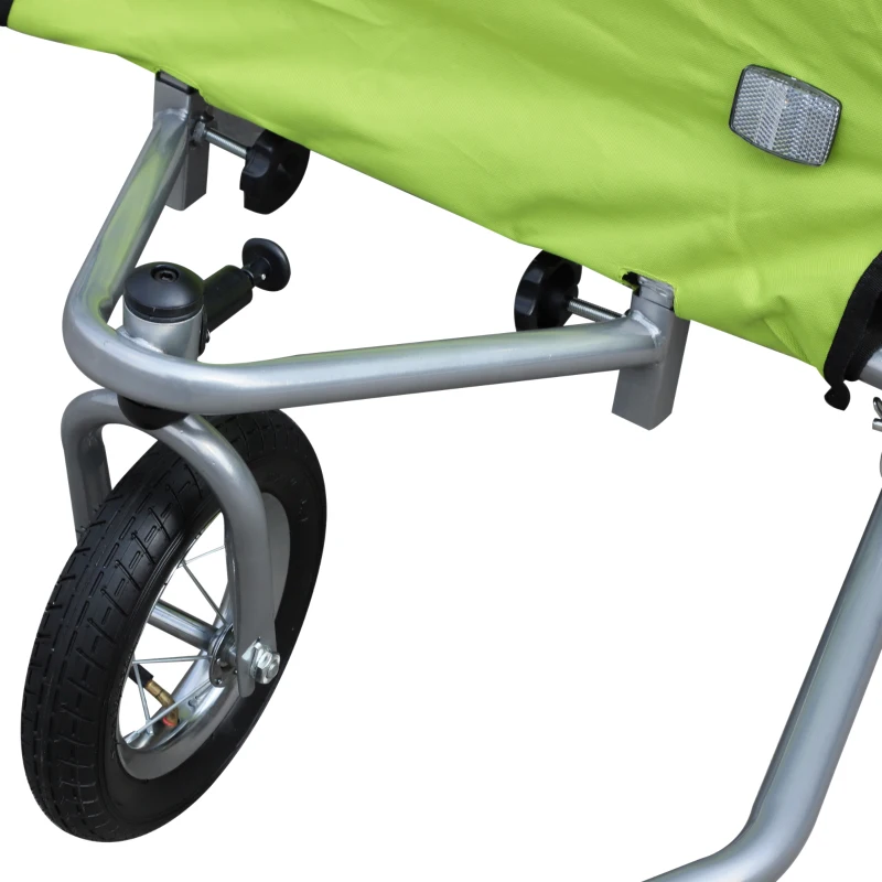 PawHut Haustieranhänger, Hundeanhänger bis 20 kg klappbar Regenschutz Reflektoren grün+grau 155 x 83 x 108cm