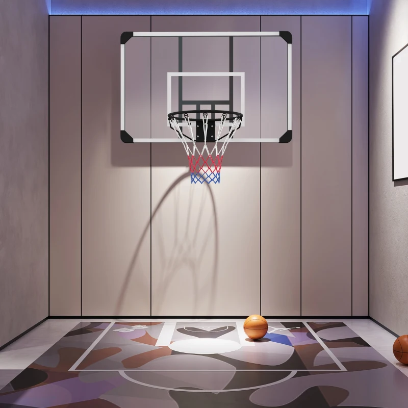 SPORTNOW Basketbalring, Onbreekbare Achterwand, In Hoogte Verstelbaar, Indoor & Outdoor, Stalen Frame, Zwart