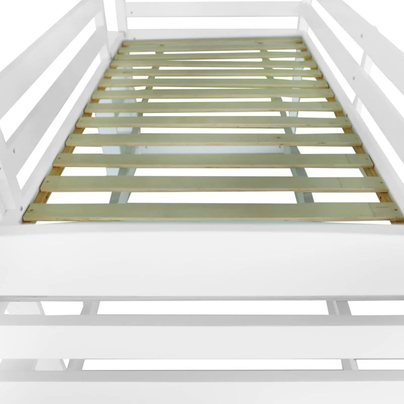 Triple Bunk Bed with Ladder, Solid Pine Wood Frame, Space-Saving Design, 195x96.5x191.5 cm, White