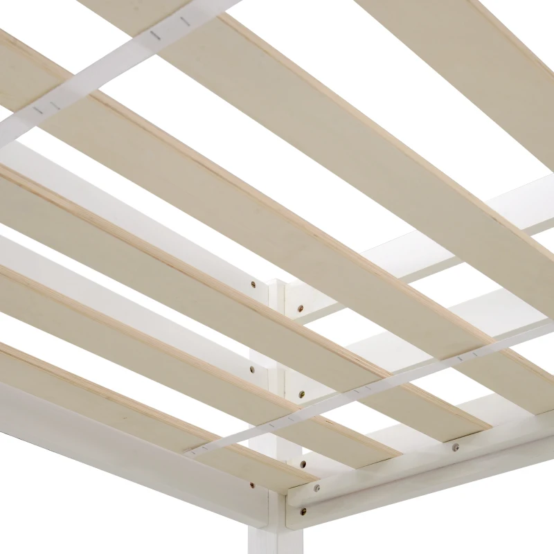 Single 3FT Loft Bed Frame with Desk, High Sleeper Bunk Bed for Children, Solid Pine Wood, 198x97x172 cm, White