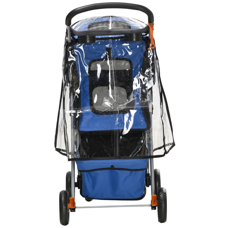 PawHut Hundebuggy Hundewagen bis 10 kg Klappbar Regenschutz Bodenkorb 2 Becherhalter 75 cm x 45 cm x 97 cm, Blau