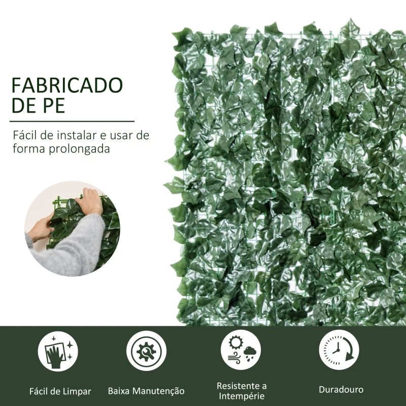 Outsunny Vedação Artificial em Rolo 3,1,5m Vedação de Privacidade para Balcão Jardim Exterior Planta Decorativa de Parede PE Verde
