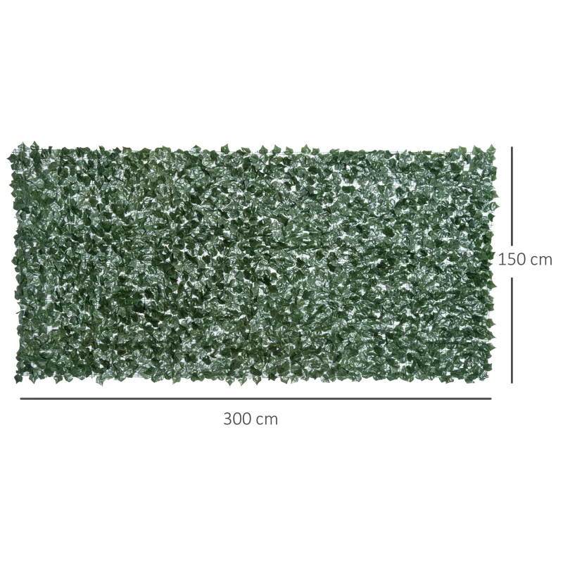 Outsunny Gard Artificial în Rolă pentru Balcon și Grădină din PE anti-UV, Gard Viu Fals cu Frunze, 300x150 cm, Verde(m-3)