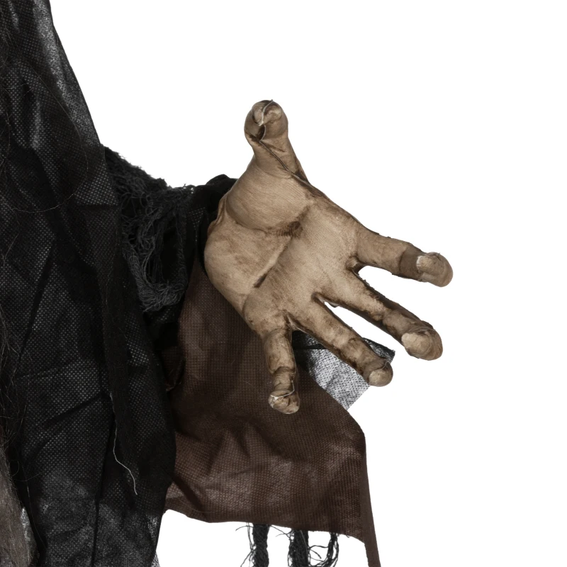 HOMCOM Groen Monster, Halloween Decoratie, Griezelige Geluidseffecten, Rode Ogen, Beweegbaar, 183 cm