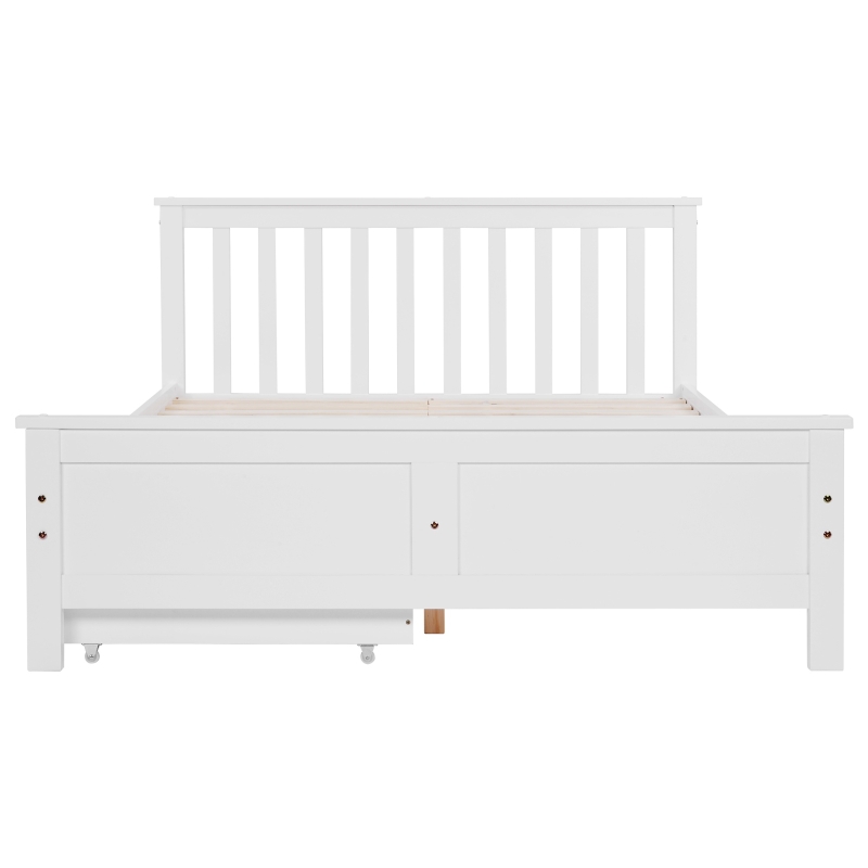 Wooden Solid Pine Divan Storage Bed with Drawers, Double Bed Frame for Adults and Kids, 196x146x82 cm, White