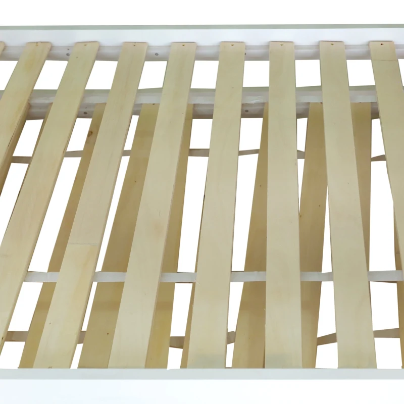 Triple Bunk Bed, Solid Pine Wood Frame with Ladder and Four Drawers, Space-Saving Design, 247x95x48.5 cm, White