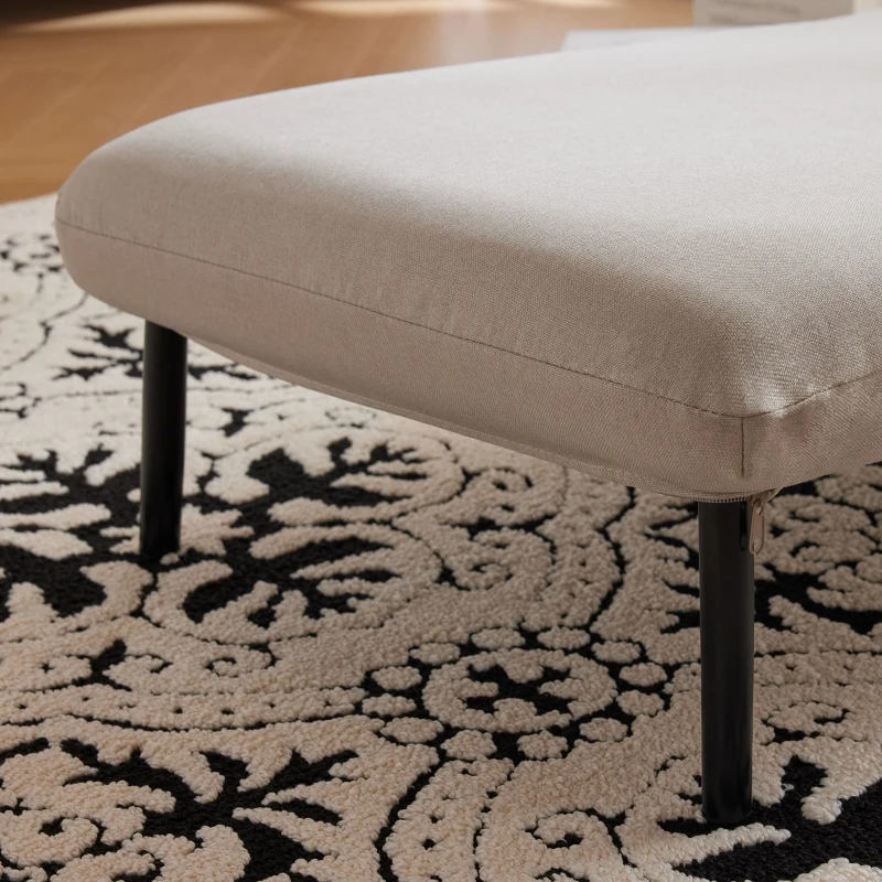 6-fach verstellbarer Schlafsessel, gepolsterter Liegesessel mit Kissen, geeignet für Zuhause und Büro, 128x57,5x23,5 cm, Beige