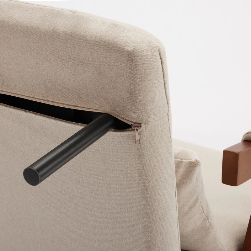 6-fach verstellbarer Schlafsessel, gepolsterter Liegesessel mit Kissen, geeignet für Zuhause und Büro, 128x57,5x23,5 cm, Beige