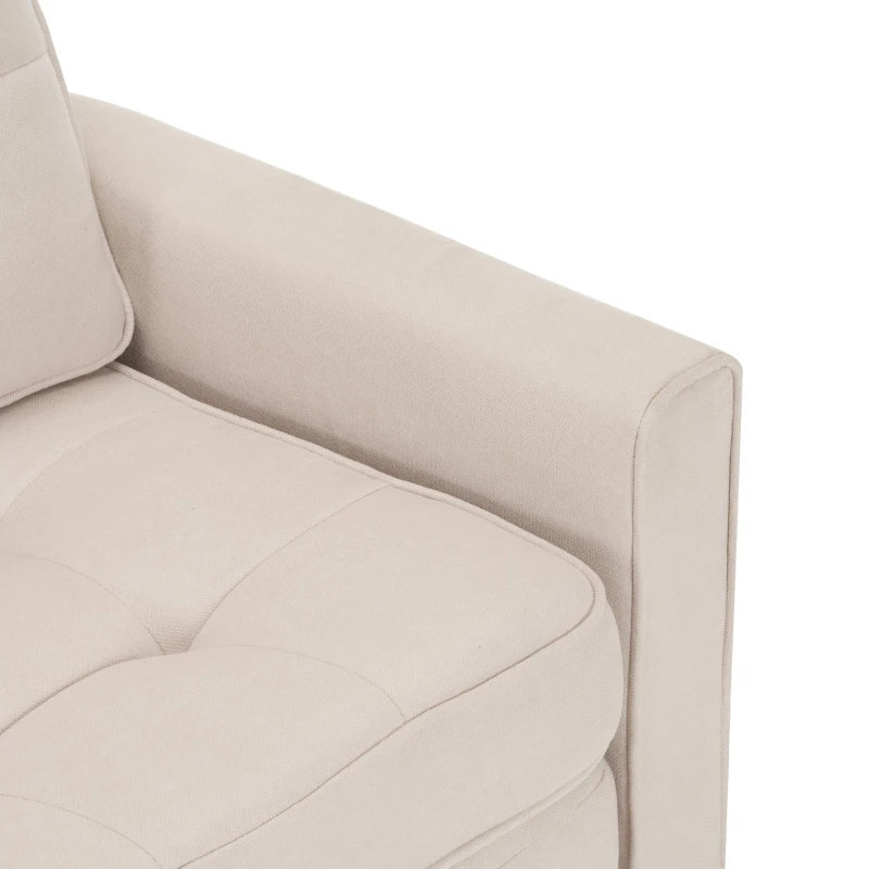 2-Sitzer Schlafsofa 151x75cm mit Seitentaschen, doppellagiger Polsterung, ausklappbar, Modernes Design fürs Zuhause, Beige