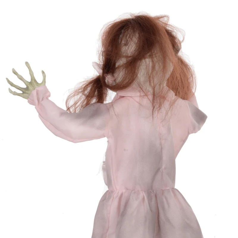 HOMCOM Lalka Horror, Dekoracja Helloween, aktywowana dźwiękiem/dotykiem, czerwone oczy, dźwięk, 76 cm