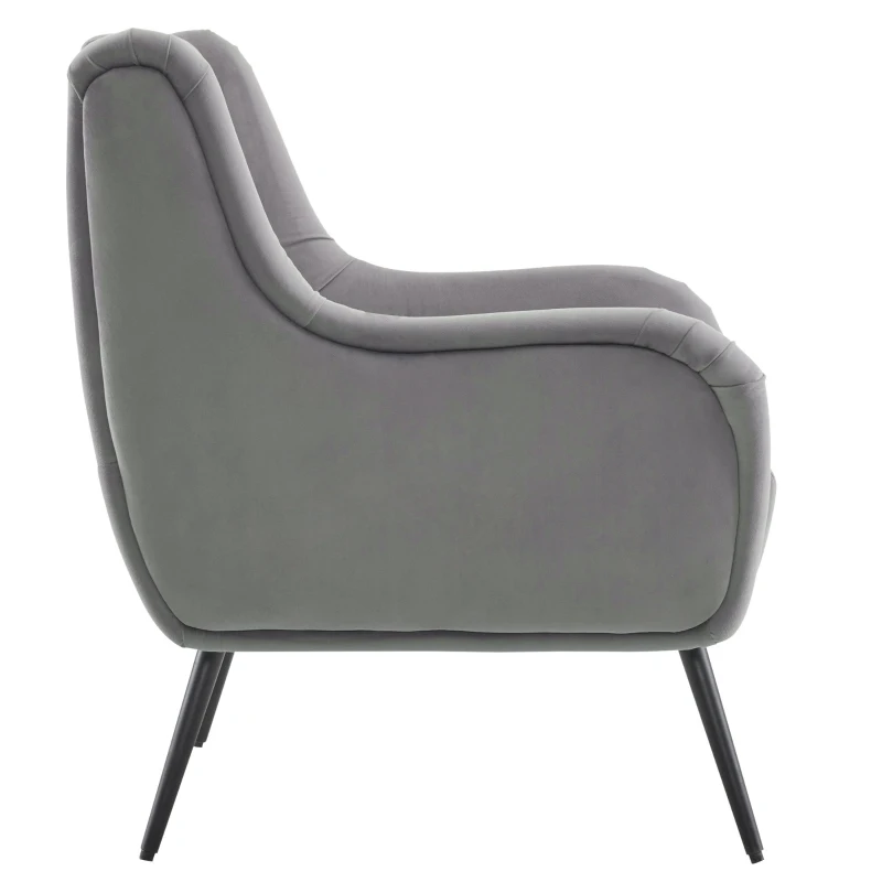 Moderner Bürostuhl in Samtoptik mit hoher Rückenlehne, Design- und Komfortsessel, 70 x 72 x 89,5 cm, Grau