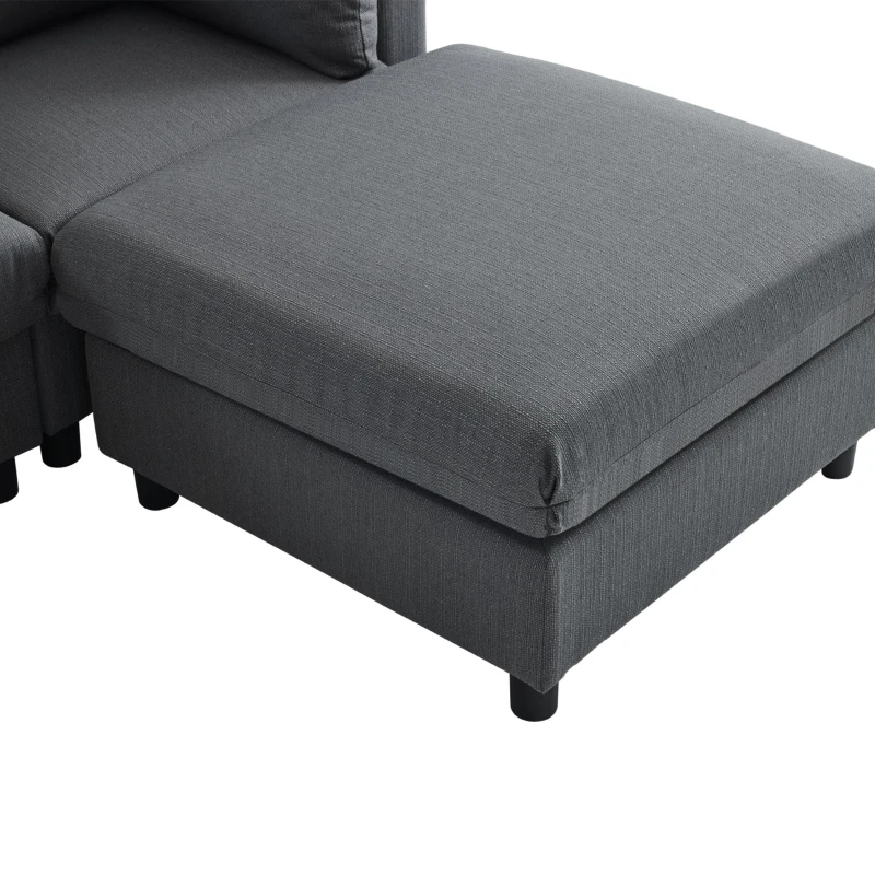 Ecksofa mit Fußstütze und verstellbare Lendenkissen für Wohnzimmer, Grau