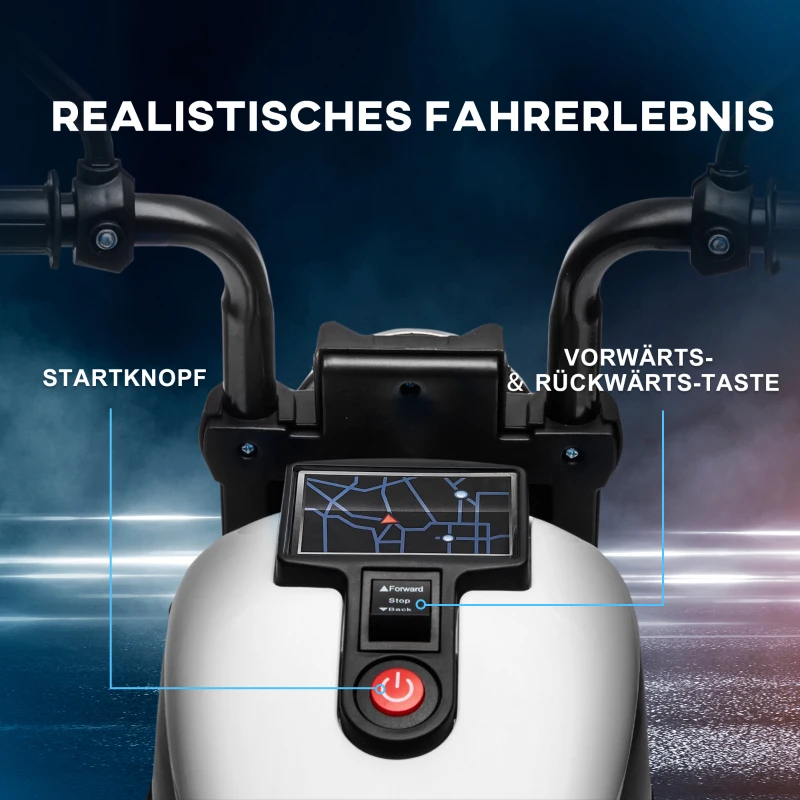 HOMCOM Elektrische Kinder Motorfiets met LED-Koplamp, Afneembare Zijwieltjes, Comfortabele Zitting, Rood/Zwart(m-4)