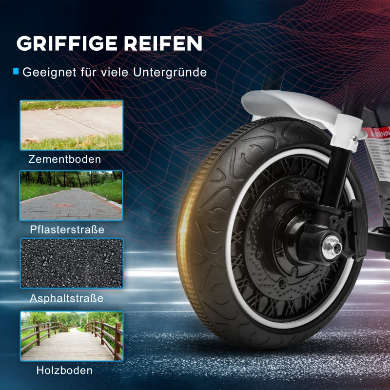 HOMCOM Elektrische Kinder Motorfiets met LED-Koplamp, Afneembare Zijwieltjes, Comfortabele Zitting, Rood/Zwart(m-6)