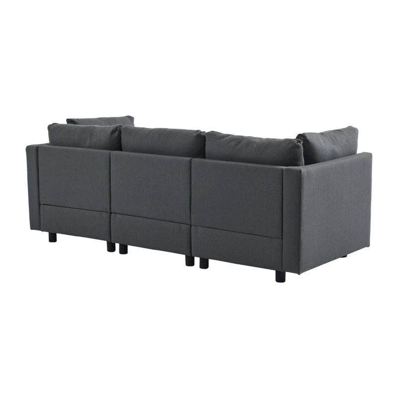 Ecksofa mit Fußstütze und verstellbare Lendenkissen für Wohnzimmer, Grau