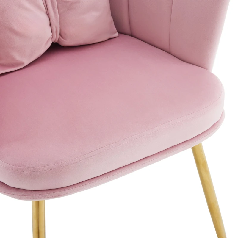 Esstisch Stühle Moderner Blütenblatt Design mit Goldenen Metallbeinen, Rosa