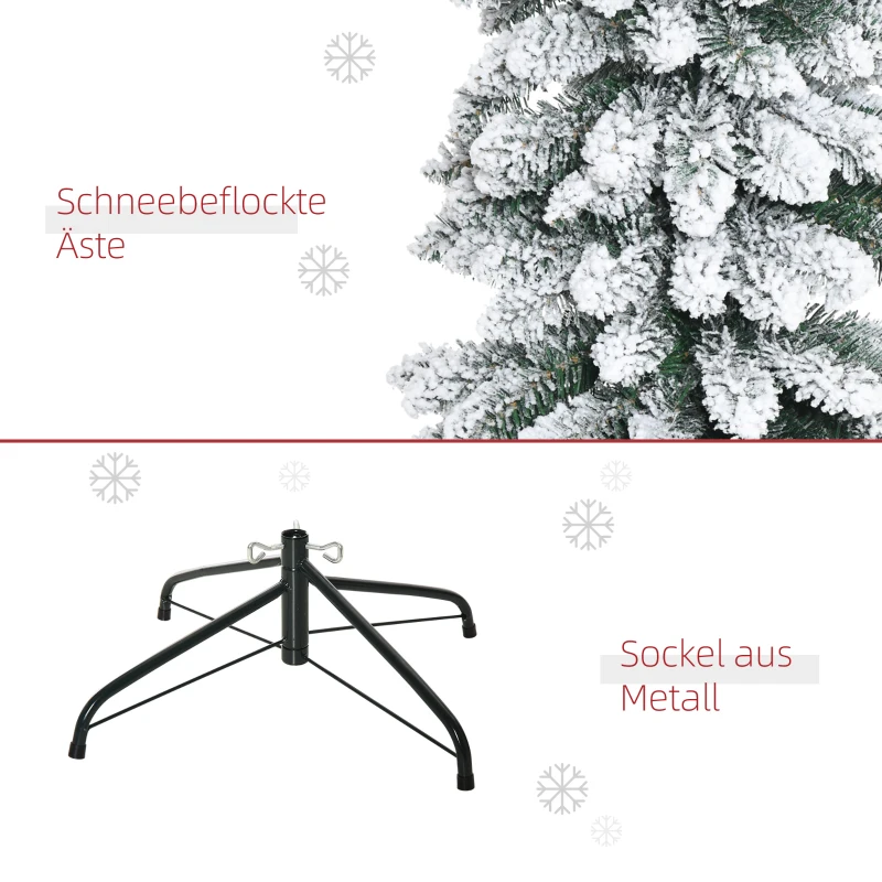 HOMCOM Kunstkerstboom, besneeuwd, slank ontwerp, brandveilig, 210 cm, Groen/Wit