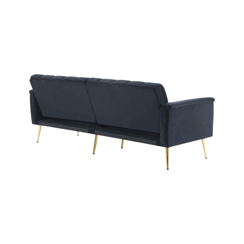 3-in-1 Klappsofa mit 3-fach verstellbarer Rückenlehne, ideal für Wohnzimmer und Schlafzimmer, Schwarz
